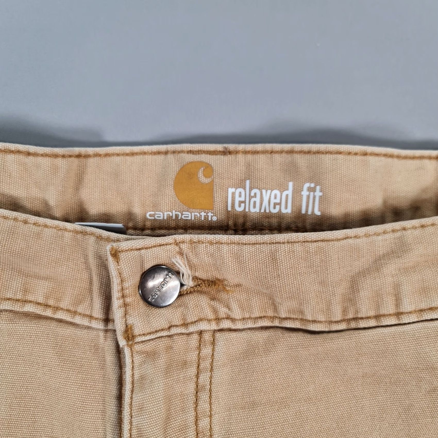 Carhartt VINTAGE Carhartt Mens Trousers Carpenter Beige W38 L30 Relaxed Fit Double Knee Work Pants 102802 Size US 38 / EU 54 - 3 Thumbnail