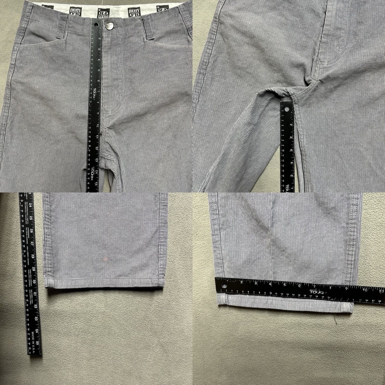 Vintage County FB Pants Mens 32x32 Gray Corduroy Straight 90s Hip Hop Grunge Style Size US 32 / EU 48 - 10 Thumbnail