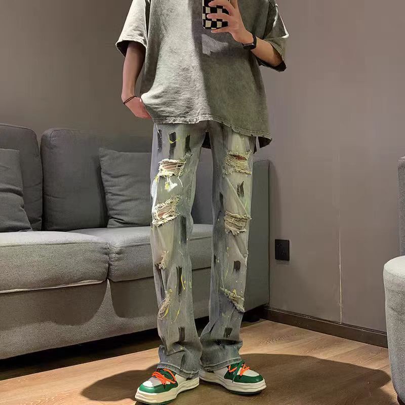 Designer × Jean × Vintage High street hip hop ripped straight leg jeans Size US 34 / EU 50 - 2 Thumbnail