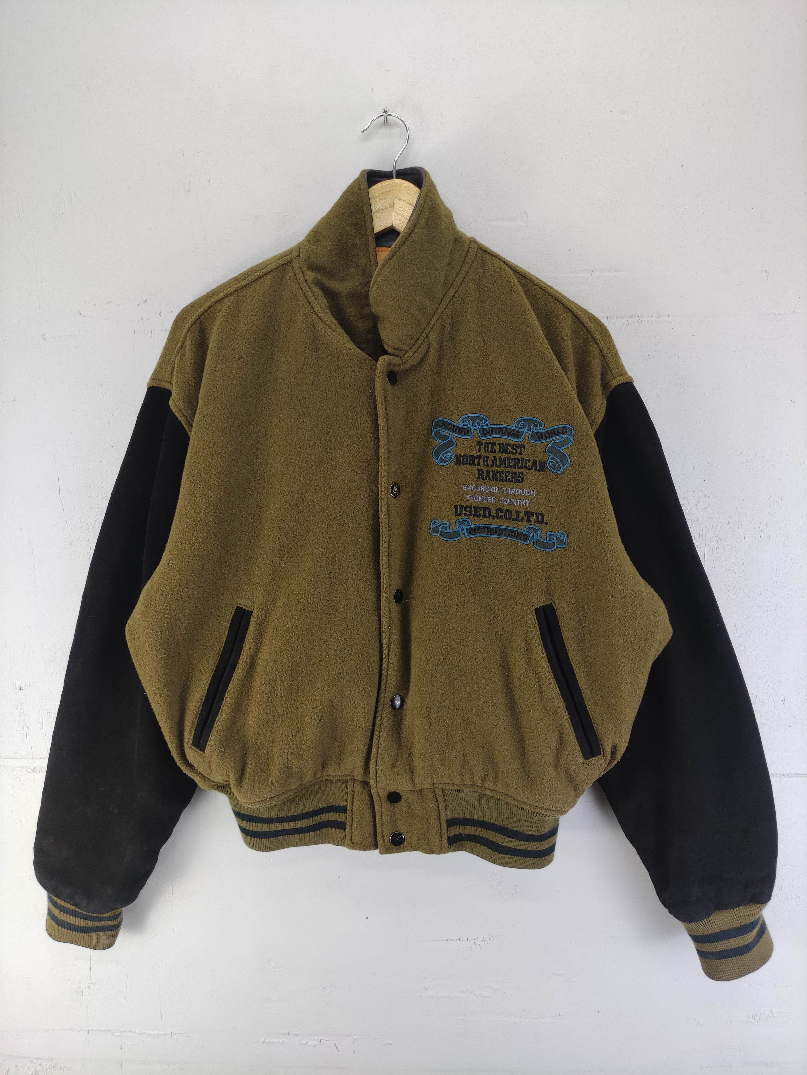 Vintage Varsity Wool Jacket Sleeve Leather Cow