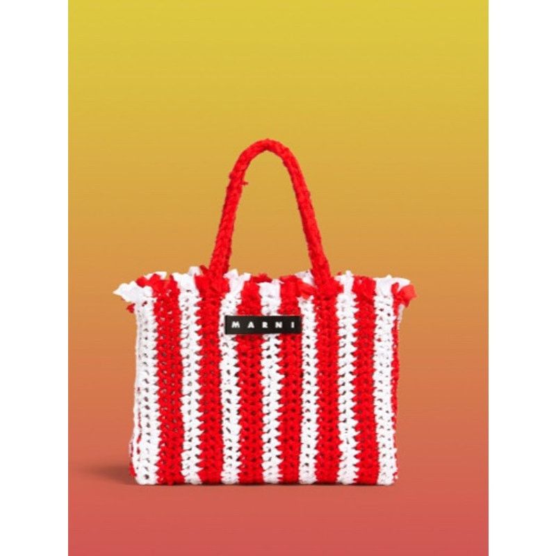 Marni Marni Market Jersey Bag, NWT, Red and White Size ONE SIZE - 1 Thumbnail