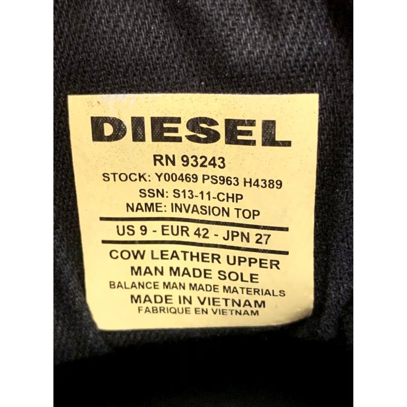 Diesel VINTAGE Diesel Men 9.0US Leather High-Cut Sneakers Rare Luxury Casual Stylish Durable Size US 9 / EU 42 - 6 Thumbnail