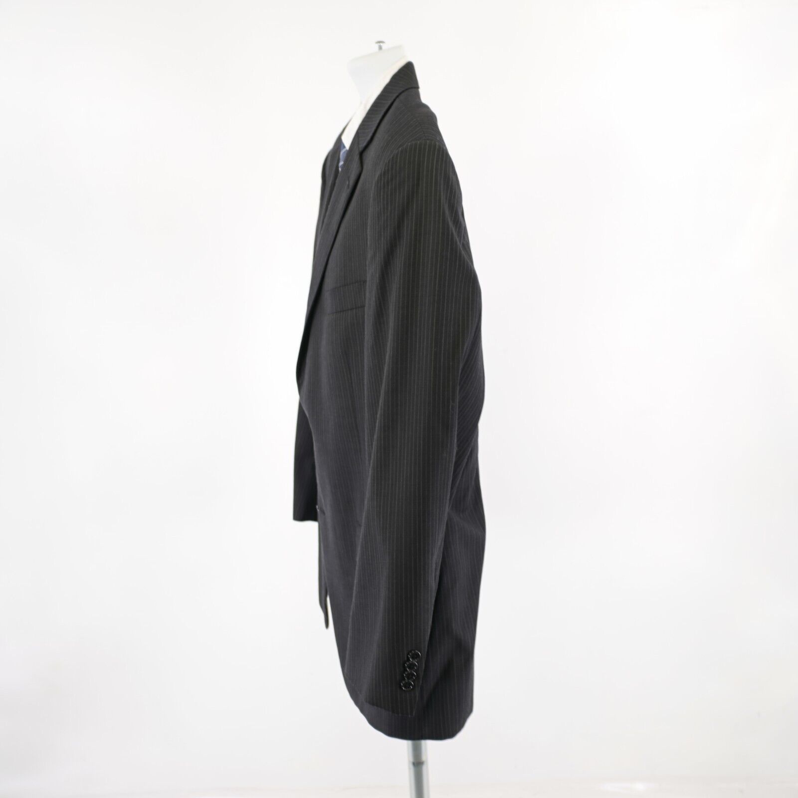 Hart Schaffner Marx Hart Schaffner Marx Black Striped Wool 2 Button Suit Jacket Size 42R - 5 Thumbnail