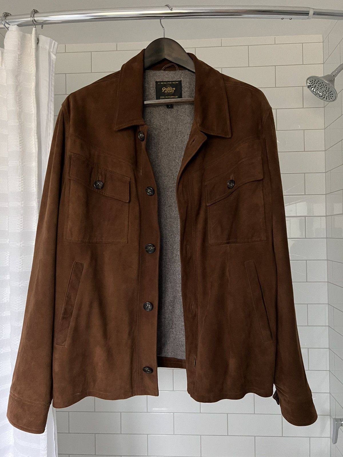 image of Golden Bear Suede Trucker in Brown, Men's (Size Large)