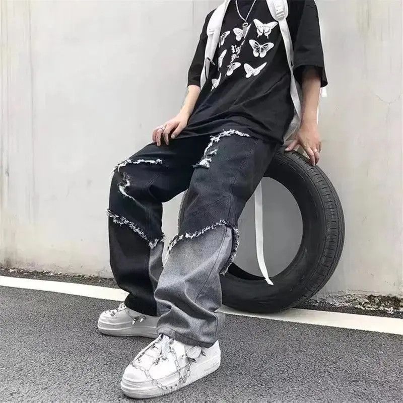 Japanese Brand Baggy Distressed patchwork jeans pants y2k Size US 30 / EU 46 - 4 Thumbnail