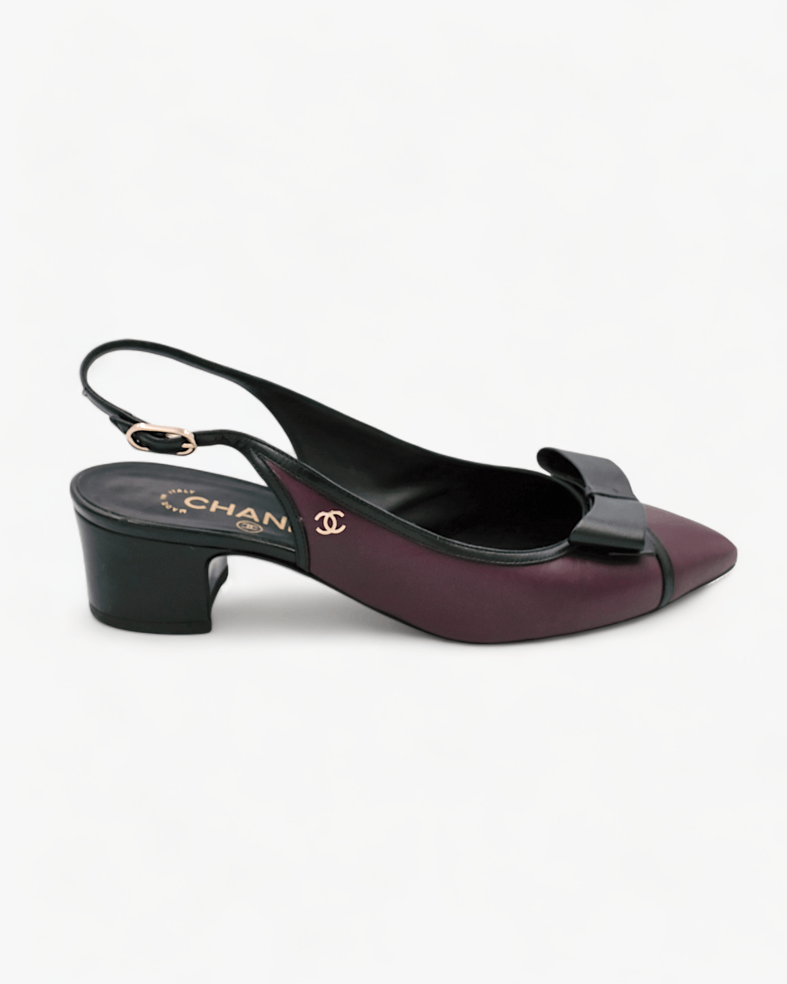 Chanel Chanel black and burgundy slingbacks 39 Size US 8 / IT 38 - 9 Thumbnail