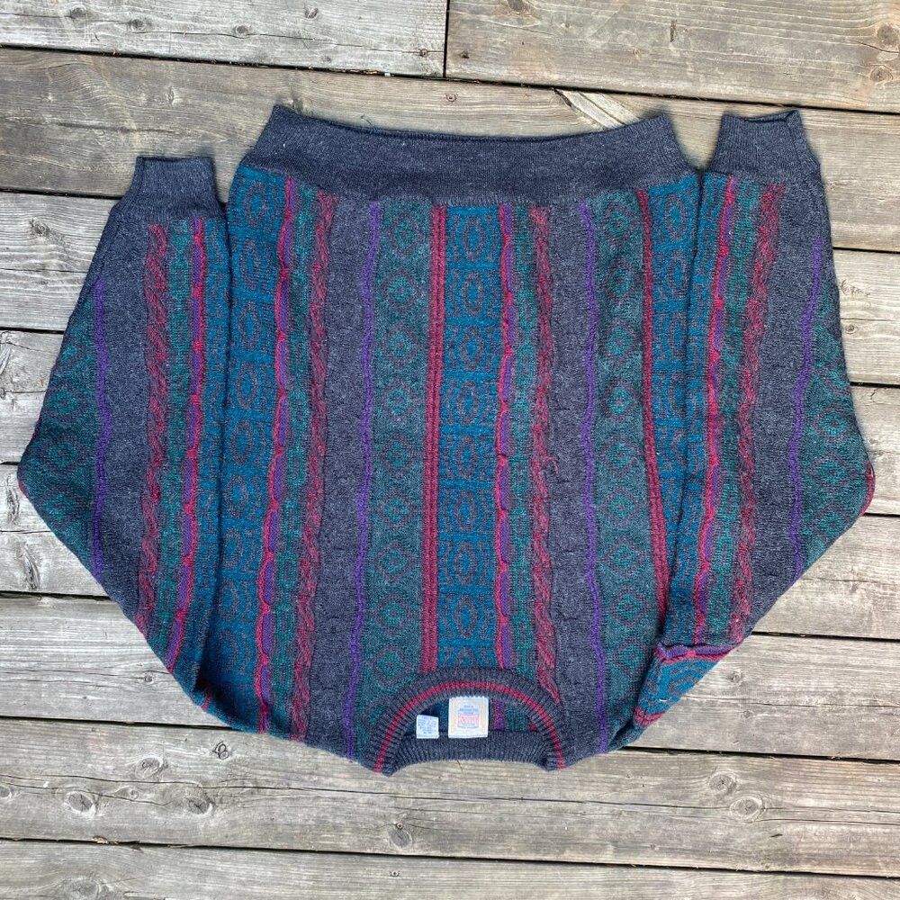 Coogi × Vintage Vintage 1980s Riggins Coogi Style Knit Sweater Medium Size US M / EU 48-50 / 2 - 6 Thumbnail