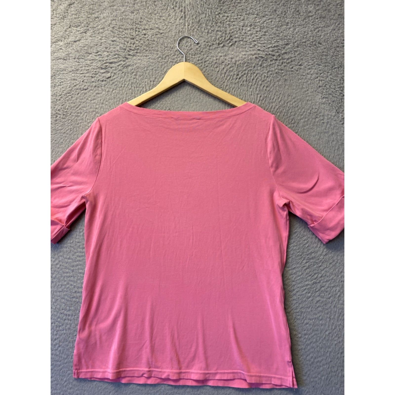 Ralph Lauren VINTAGE Lauren Ralph Lauren Plus Pink Cotton-Blend Boatneck Shirt XL Elbow Sleeve Womens Size XL / US 12-14 / IT 48-50 - 6 Thumbnail