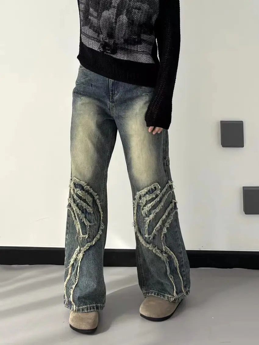 Designer × Japanese Brand Retro casual heavy crafts distressed washed straight jeans Size US 30 / EU 46 - 4 Thumbnail