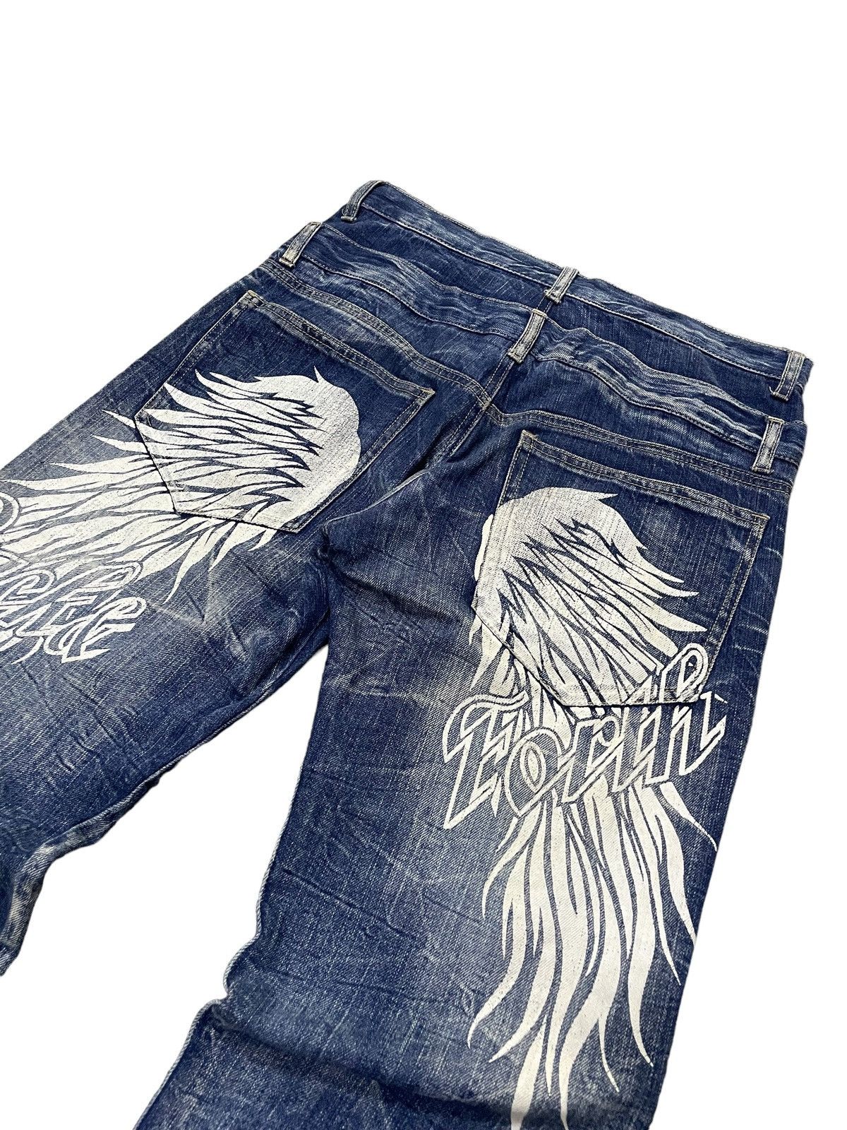 Hysteric Glamour × Japanese Brand 🪽 BackForth Japan Goth Wing Double Waist Loose Jeans Size US 32 / EU 48 - 14 Thumbnail