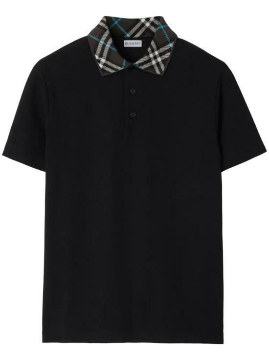Cotton Polo Shirt Short Sleeve in Black, Men's