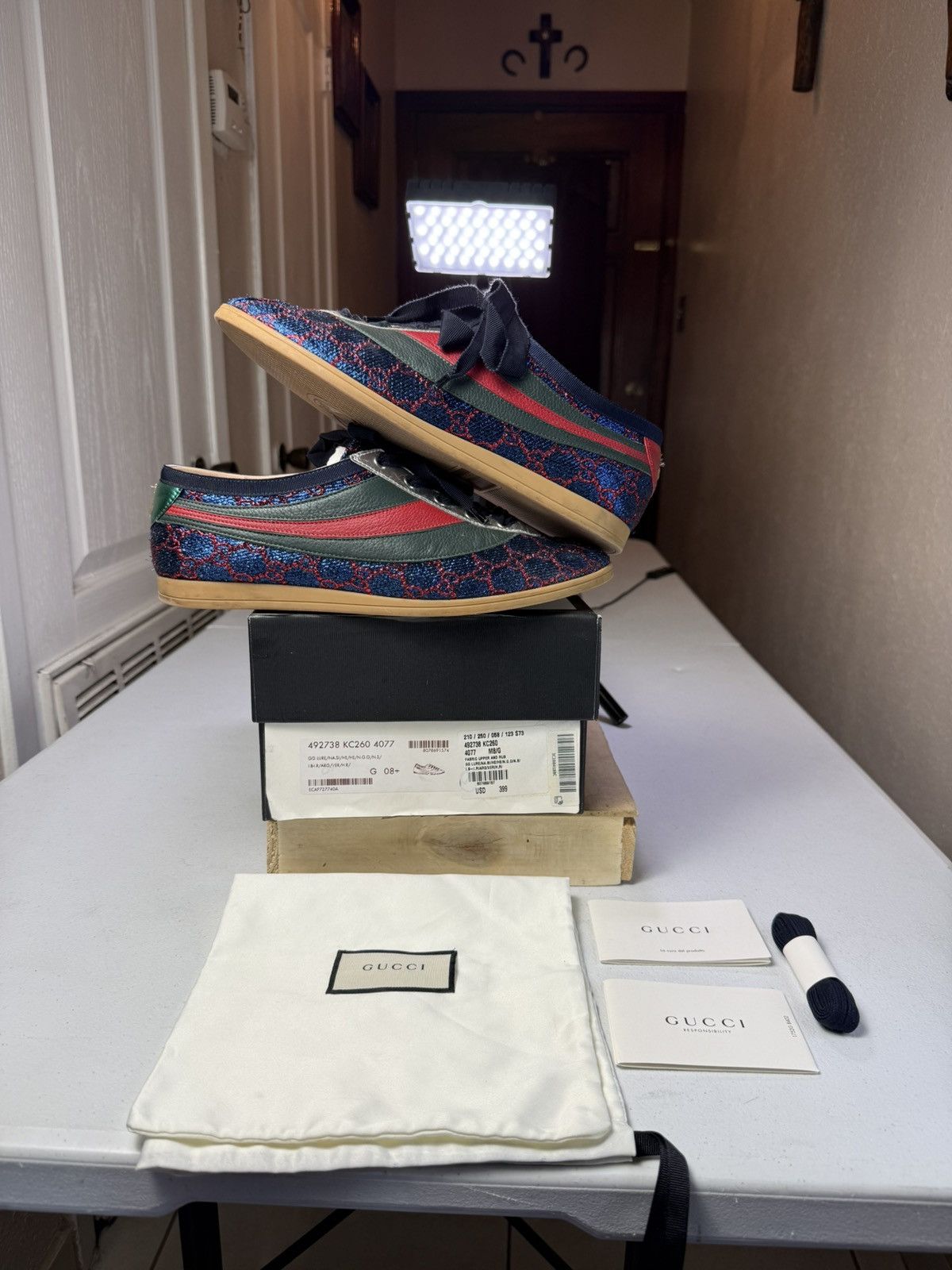 Gucci GUCCI Falacer Lurex Low-Top Sneakers Sz 8.5 Size US 8.5 / EU 41-42 - 1 Thumbnail