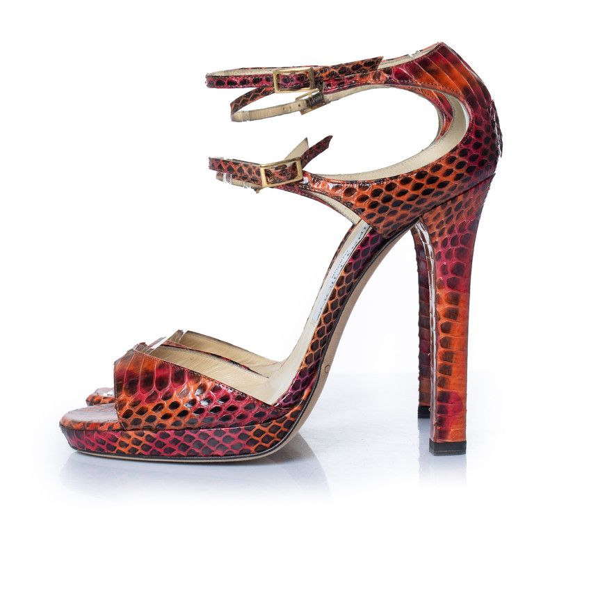 Jimmy Choo Jimmy Choo, Python sandal in orange and pink Size US 6 / IT 36 - 2 Thumbnail