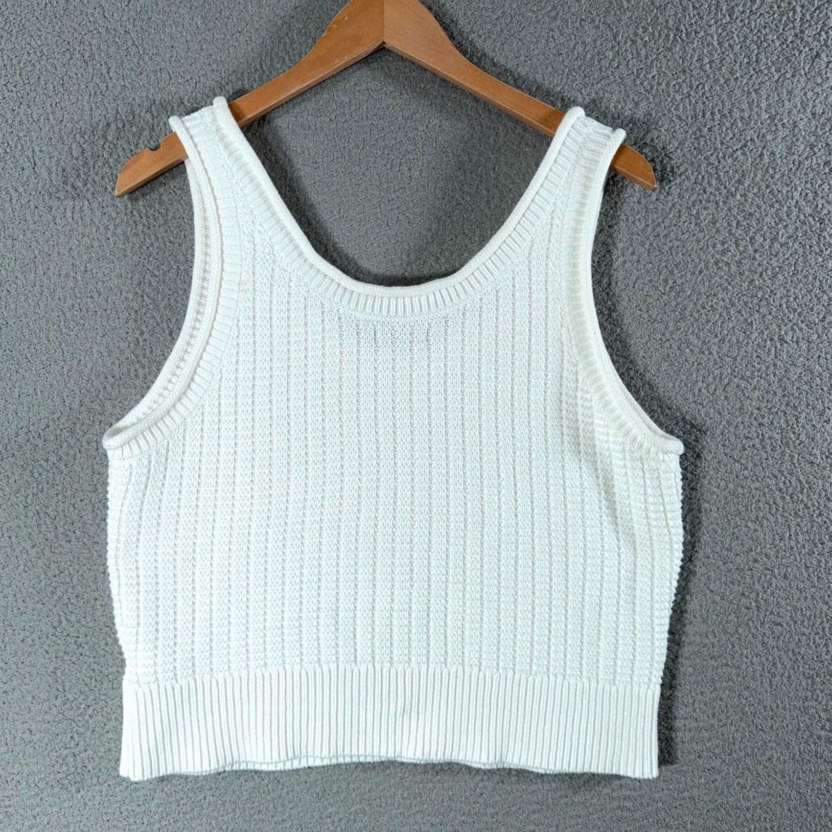 Quince Quince Sweater Tank Top Womens XL White 100% Organic Cotton Cropped Sleeveless Pullover Scoop Neck Size XL / US 12-14 / IT 48-50 - 6 Thumbnail