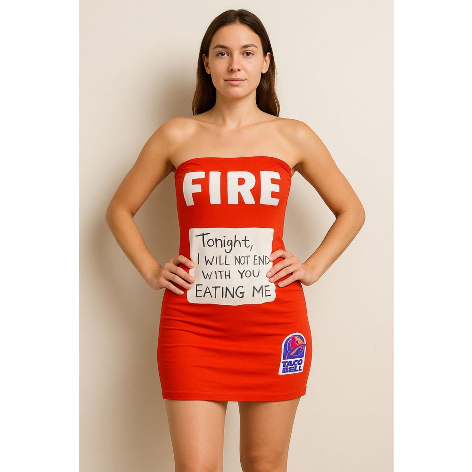 Handmade Handmade Taco Bell Fire Sauce Dress Funny Meme Tube Dress Size S / US 4 / IT 40 - 1 Thumbnail