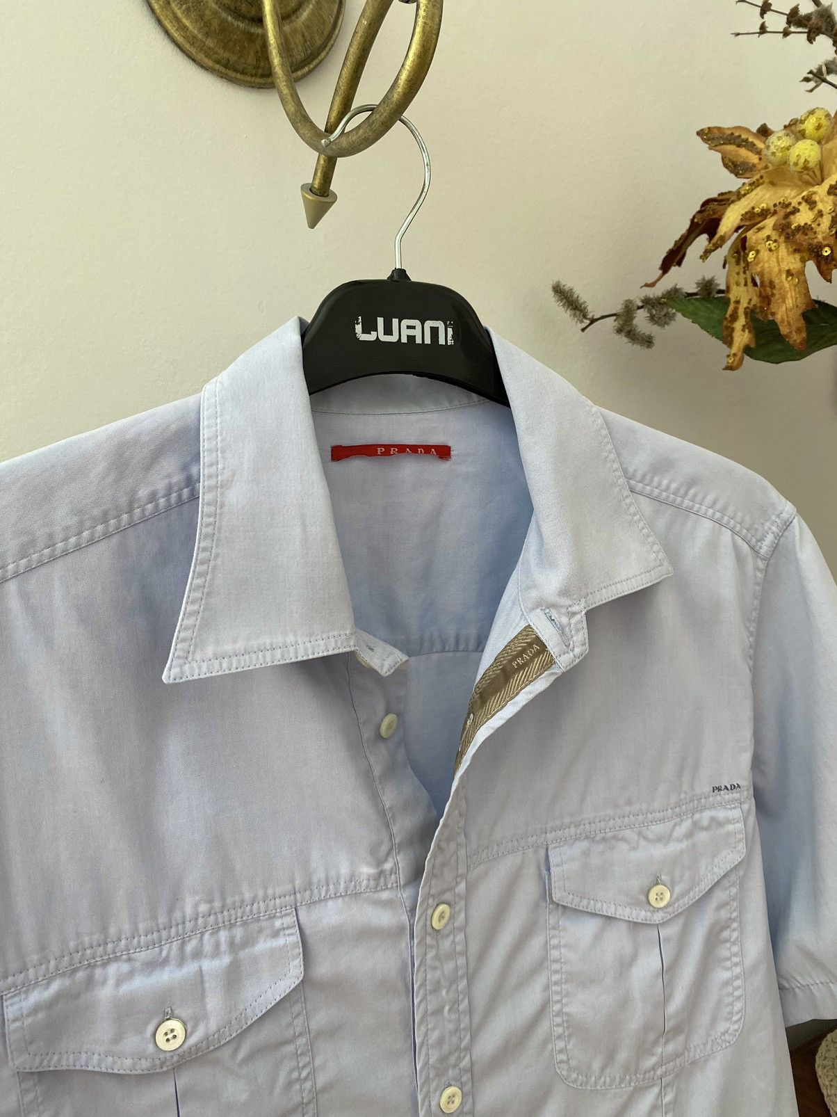 Prada Vintage Prada Short Sleeve Button Up Shirt Size US L / EU 52-54 / 3 - 3 Thumbnail