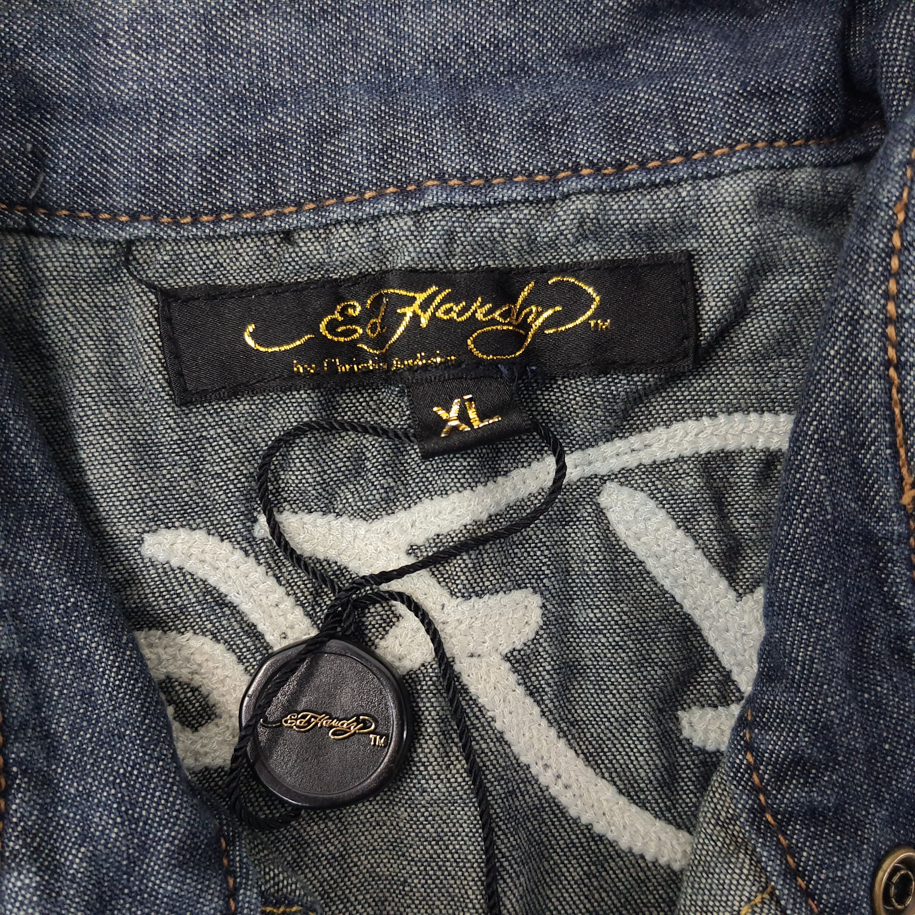 Ed Hardy Vintage Ed Hardy Design Denim Button Up Shirt C239N18 Size US XL / EU 56 / 4 - 8 Thumbnail