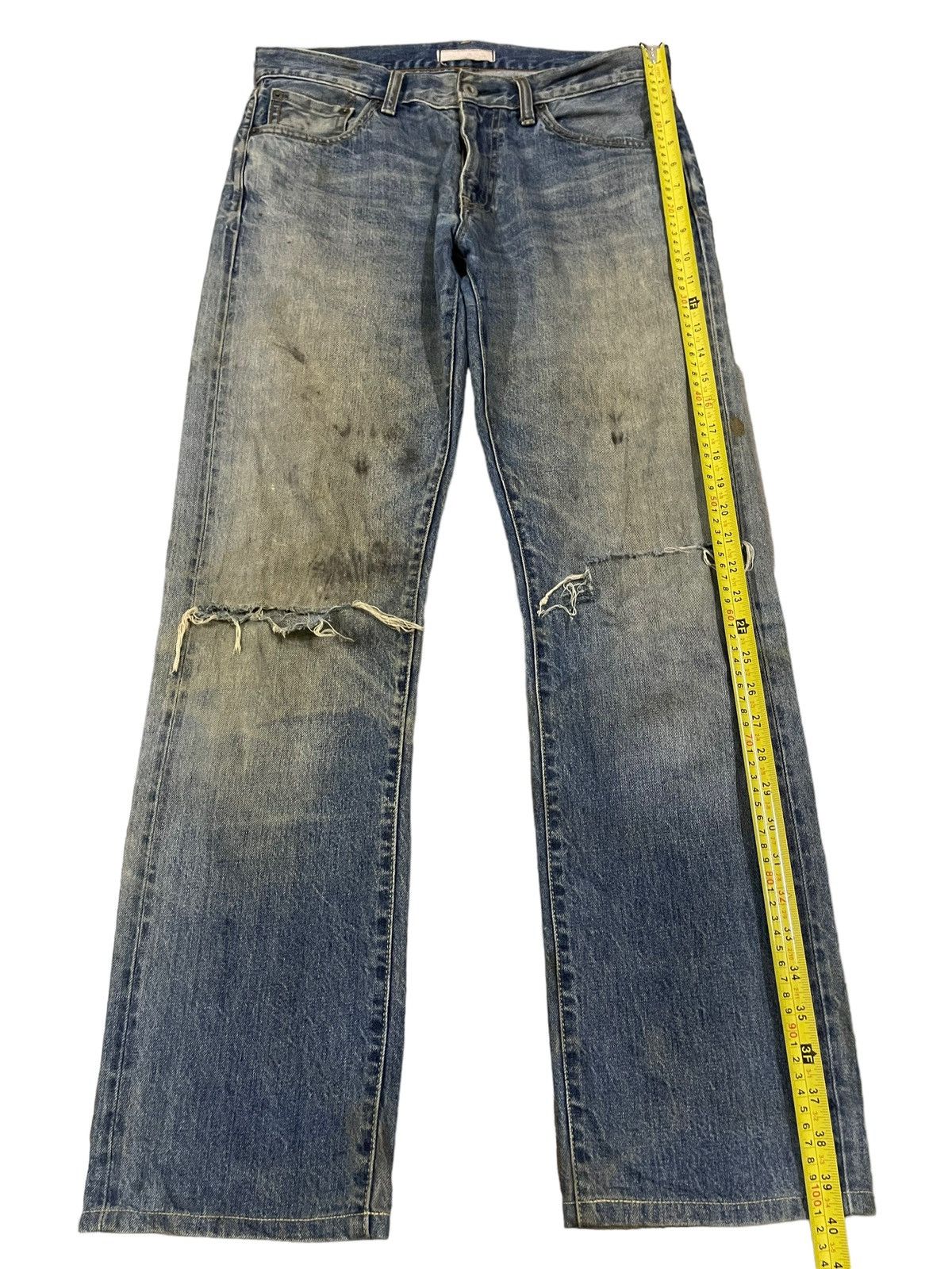 Uniqlo Vintage Japanese Uniqlo Selvage Blue Wash Distressed Jeans Size US 32 / EU 48 - 12 Thumbnail
