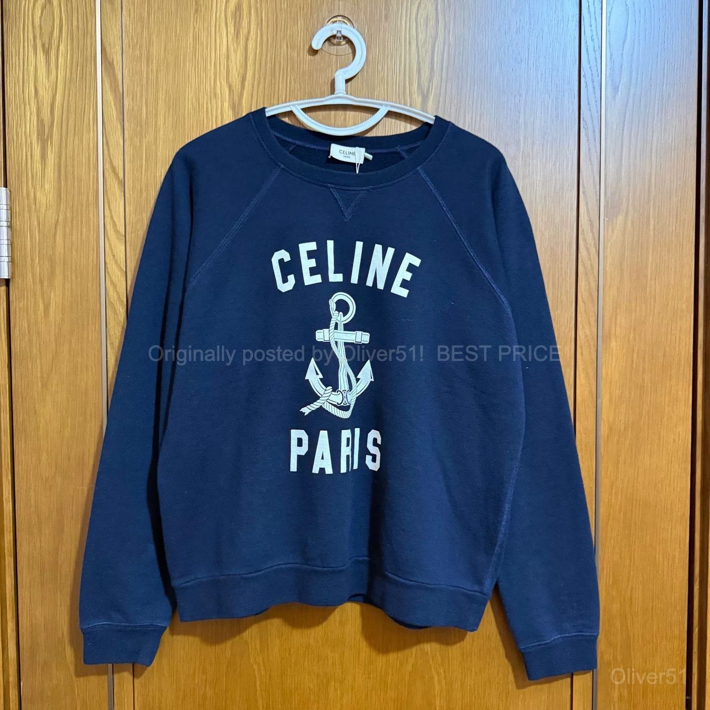 Celine Celine Anchor Slogan Logo Sweatshirt Size L BFAJNOP519 Size L / US 10 / IT 46 - 1 Thumbnail