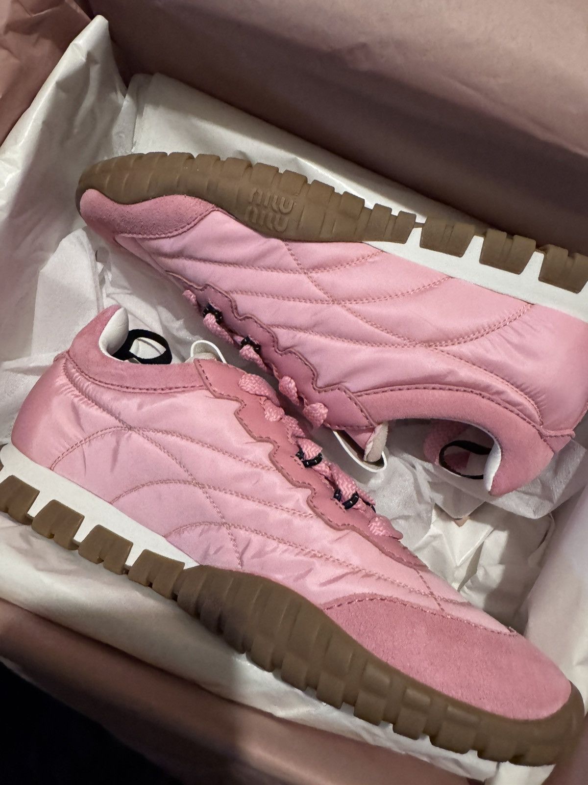 Miu Miu Miu Miu Gymnasium Technical Fabric and Suede Sneakers Size US 7.5 / IT 37.5 - 1 Thumbnail