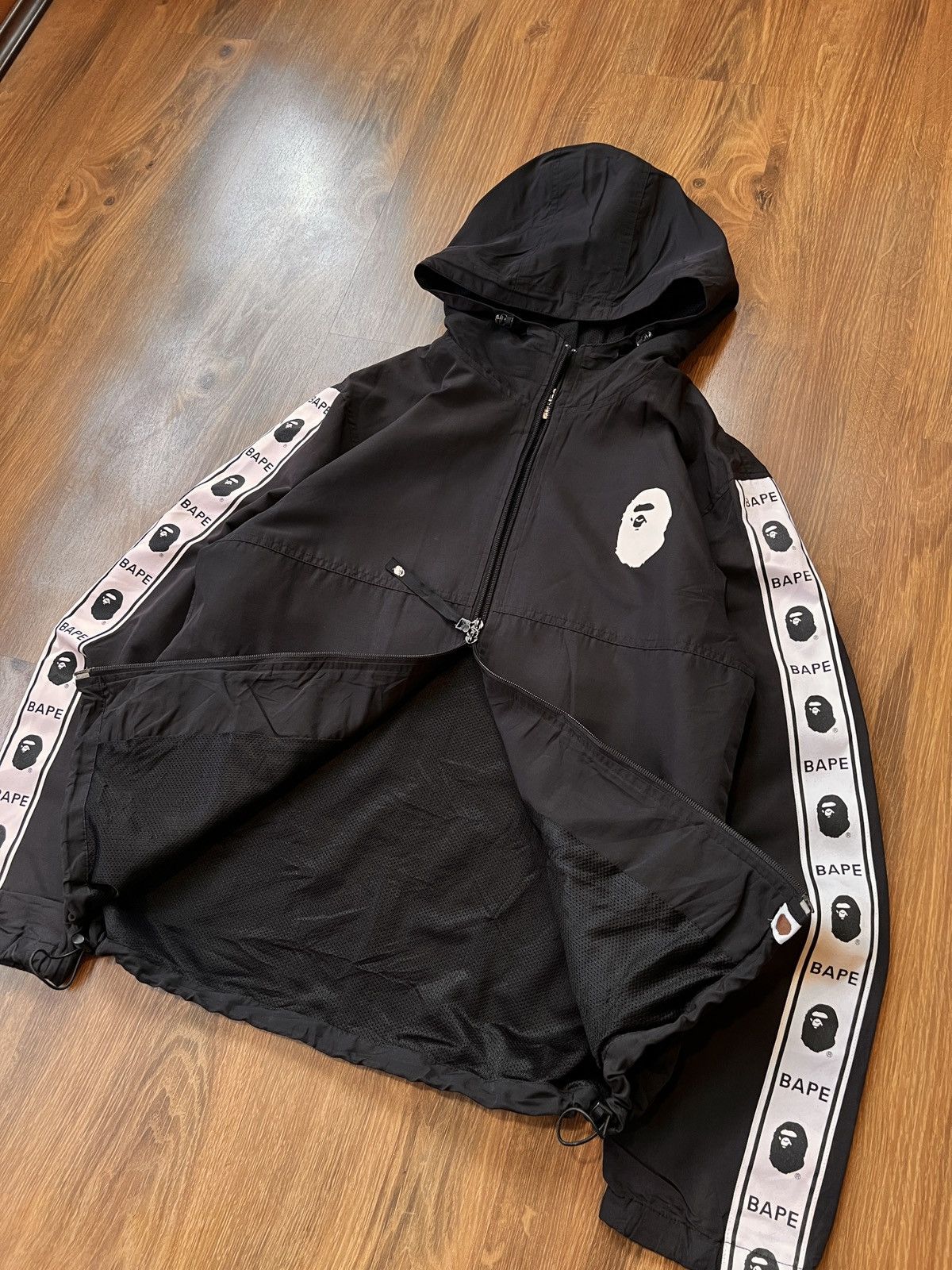 Bape Bape Tape Line Side Stripe Jacket (Black/White) Size US M / EU 48-50 / 2 - 2 Thumbnail