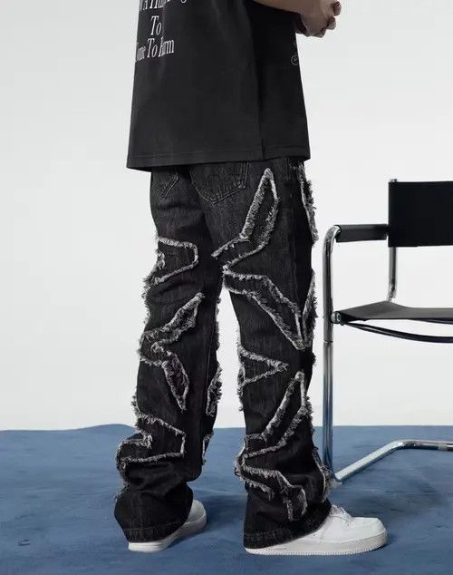 VIBE Retro star heavy washed raw edge jeans Size US 32 / EU 48 - 3 Thumbnail