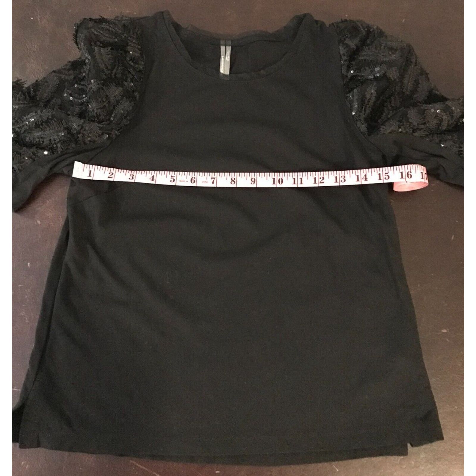 Anthropologie Anthropologie Damiana Black Puff-Sleeved Sequined Top Size M / US 6-8 / IT 42-44 - 5 Thumbnail