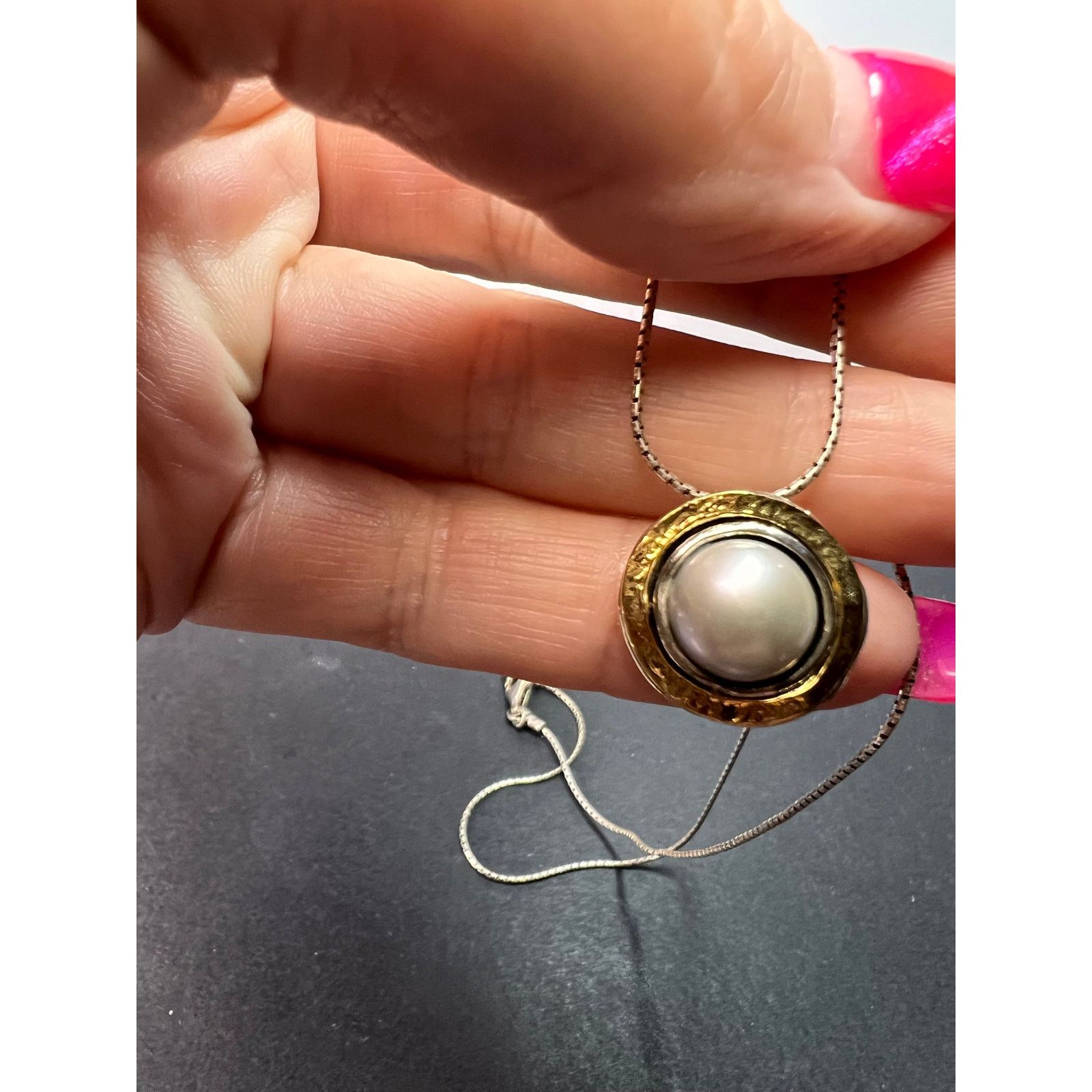 Other Silver Pearl With Gold Over 925 sterling silver Necklace Size ONE SIZE - 5 Thumbnail