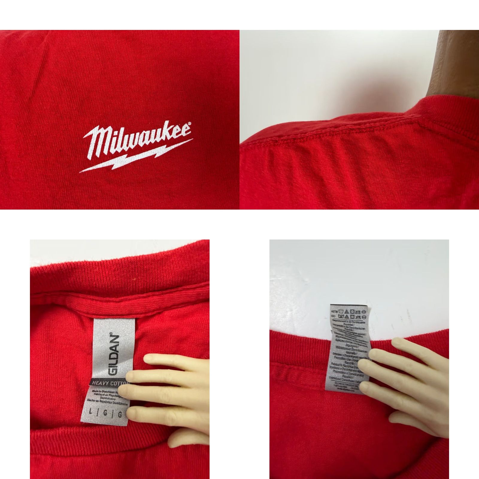 Gildan VINTAGE Milwaukee Tool Shirt Adult Large Red Logo Work M18 M12 Construction Short Sleeve Size US L / EU 52-54 / 3 - 8 Thumbnail