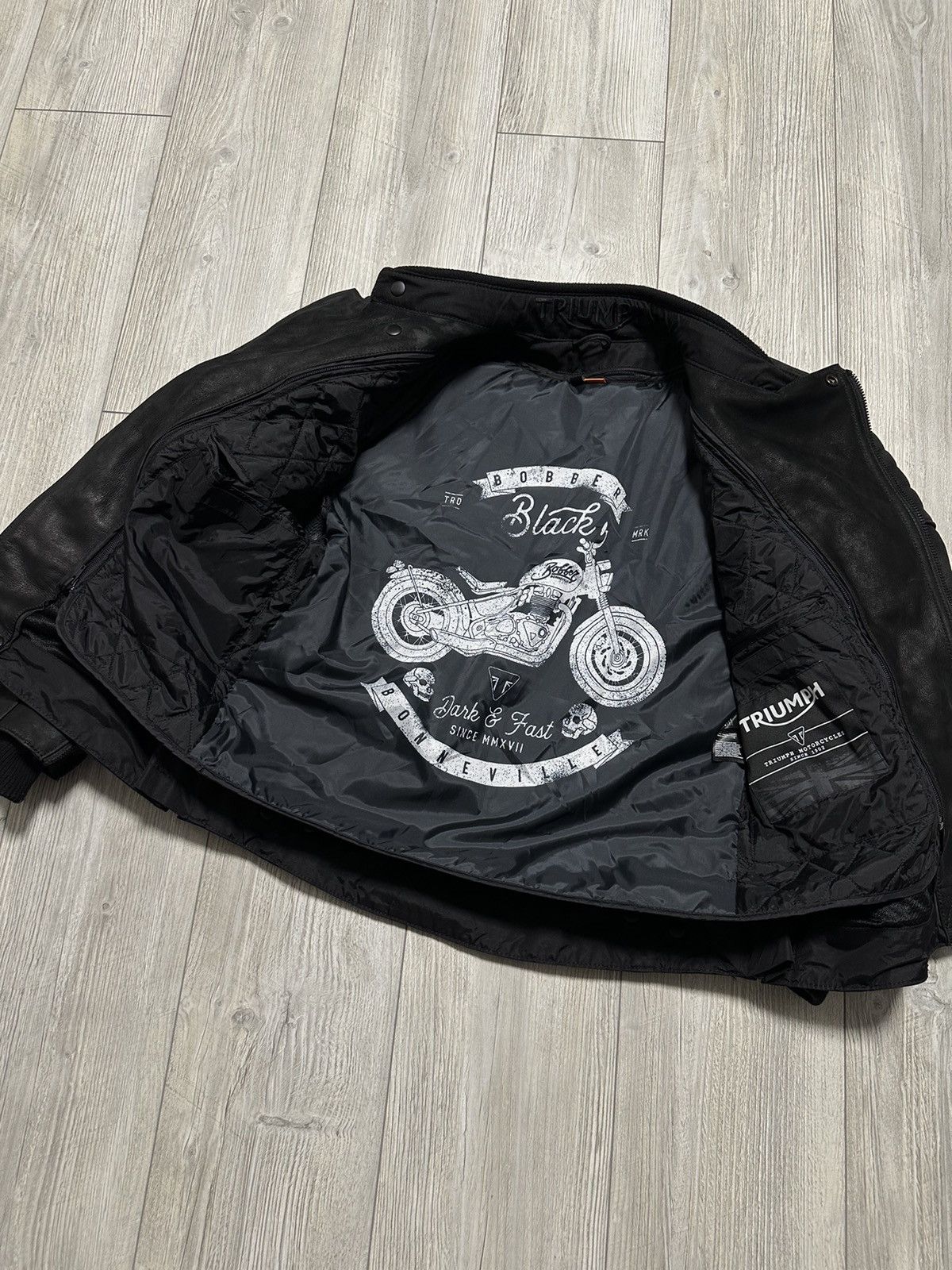 Leather Triumph Motorcycle Black Jacket Mens Leather Size US XL / EU 56 / 4 - 13 Thumbnail