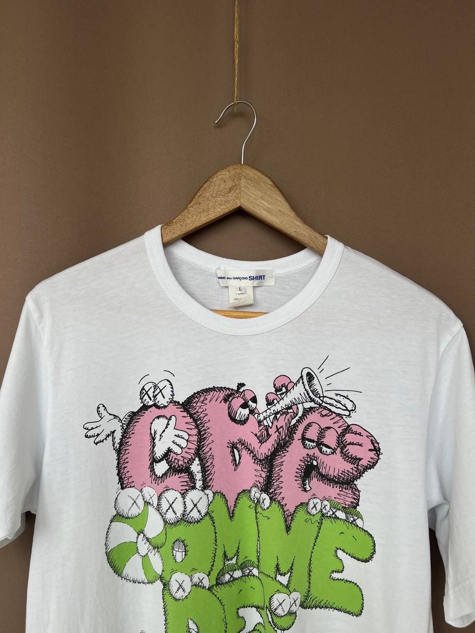 Comme Des Garcons Shirt CDG X Kaws T-Shirt Logo Mens Size L