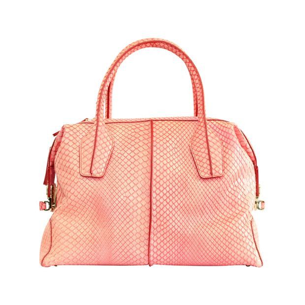 image of Tods Tod's Pink Snakeskin D-Styling Piccolo Bauletto Bag, Women's