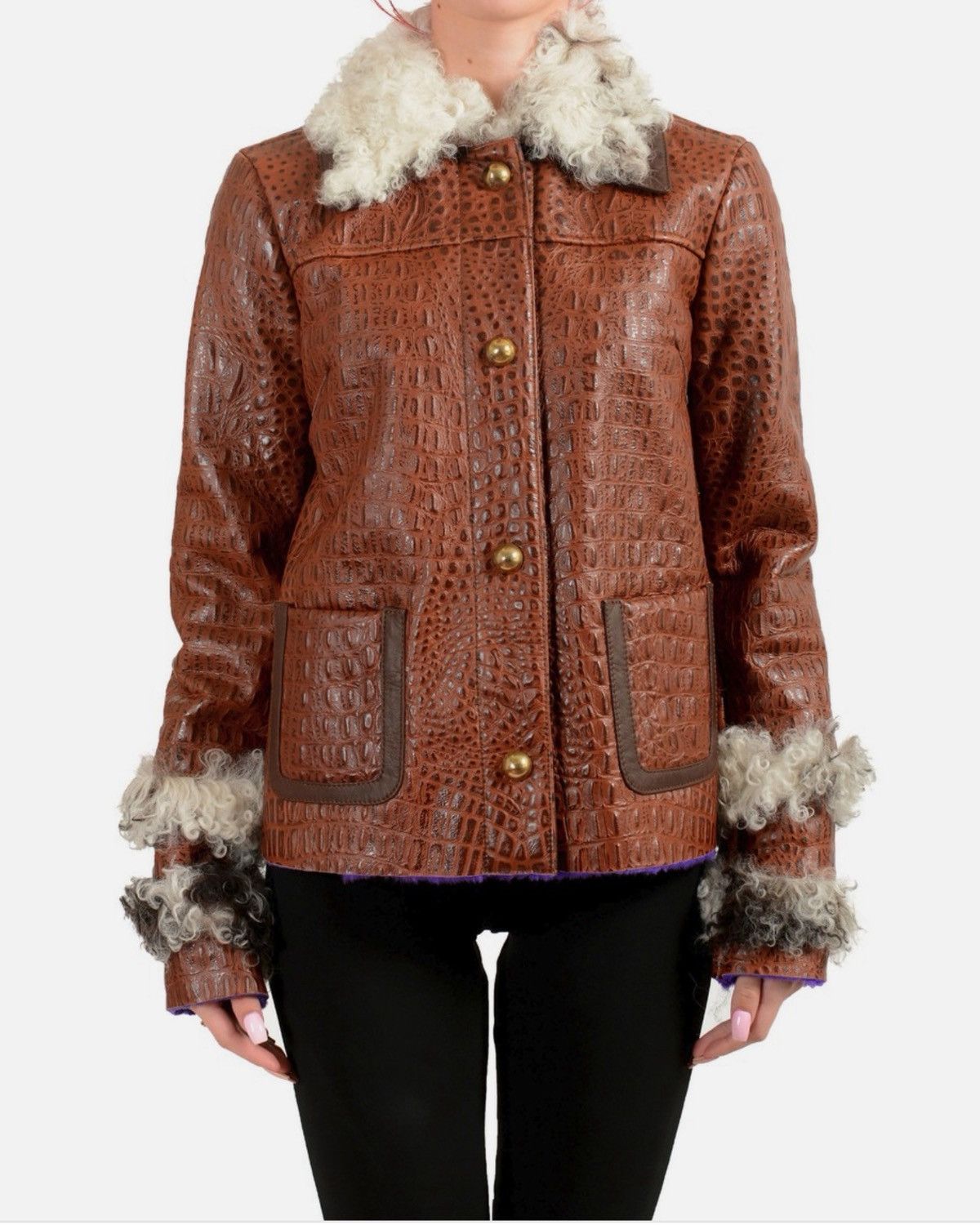 Just Cavalli Just cavali croc embossed shearling leather Size S / US 4 / IT 40 - 1 Thumbnail