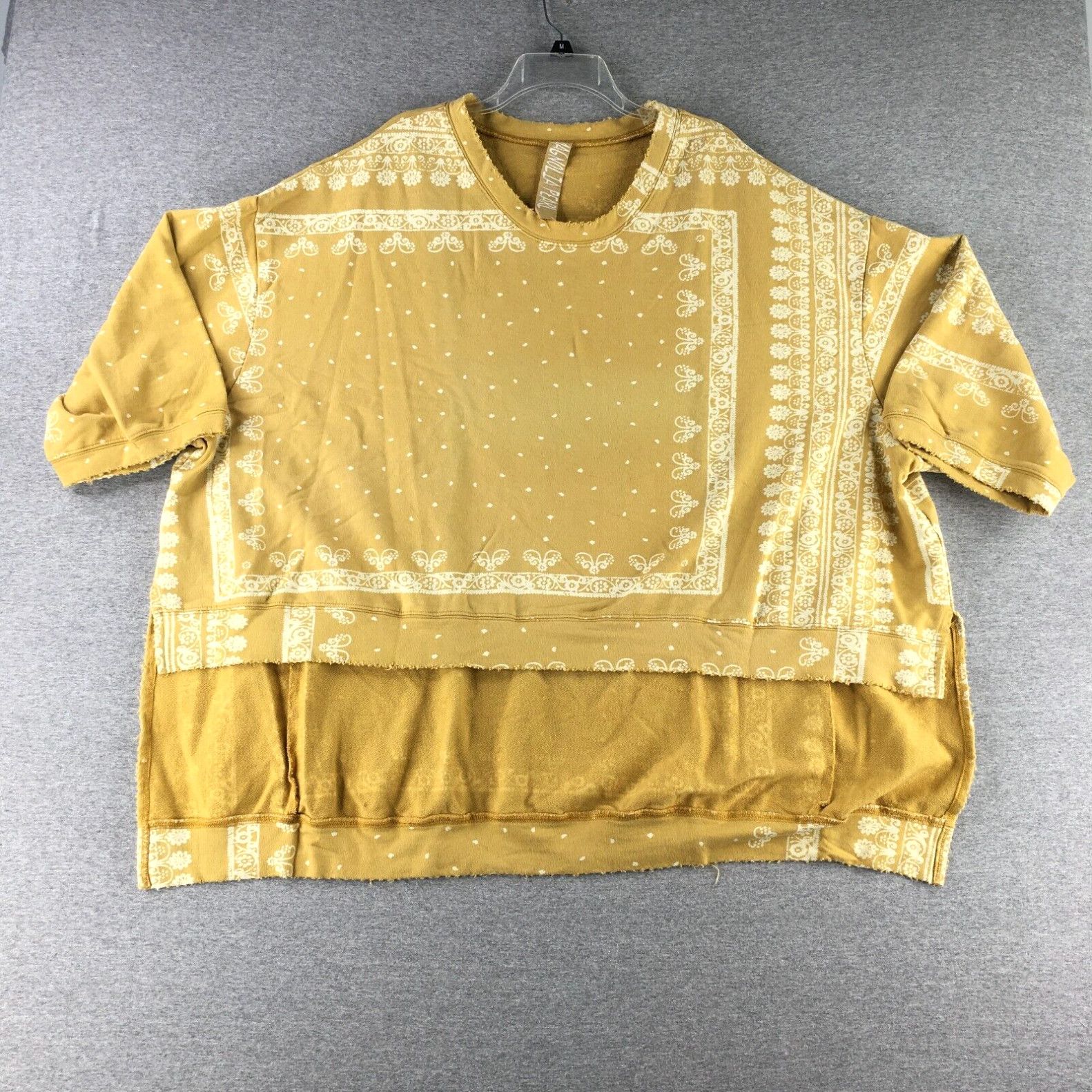 image of Magnolia Pearl Top Womens One Size Oversized Yellow White Boho Hi Low India