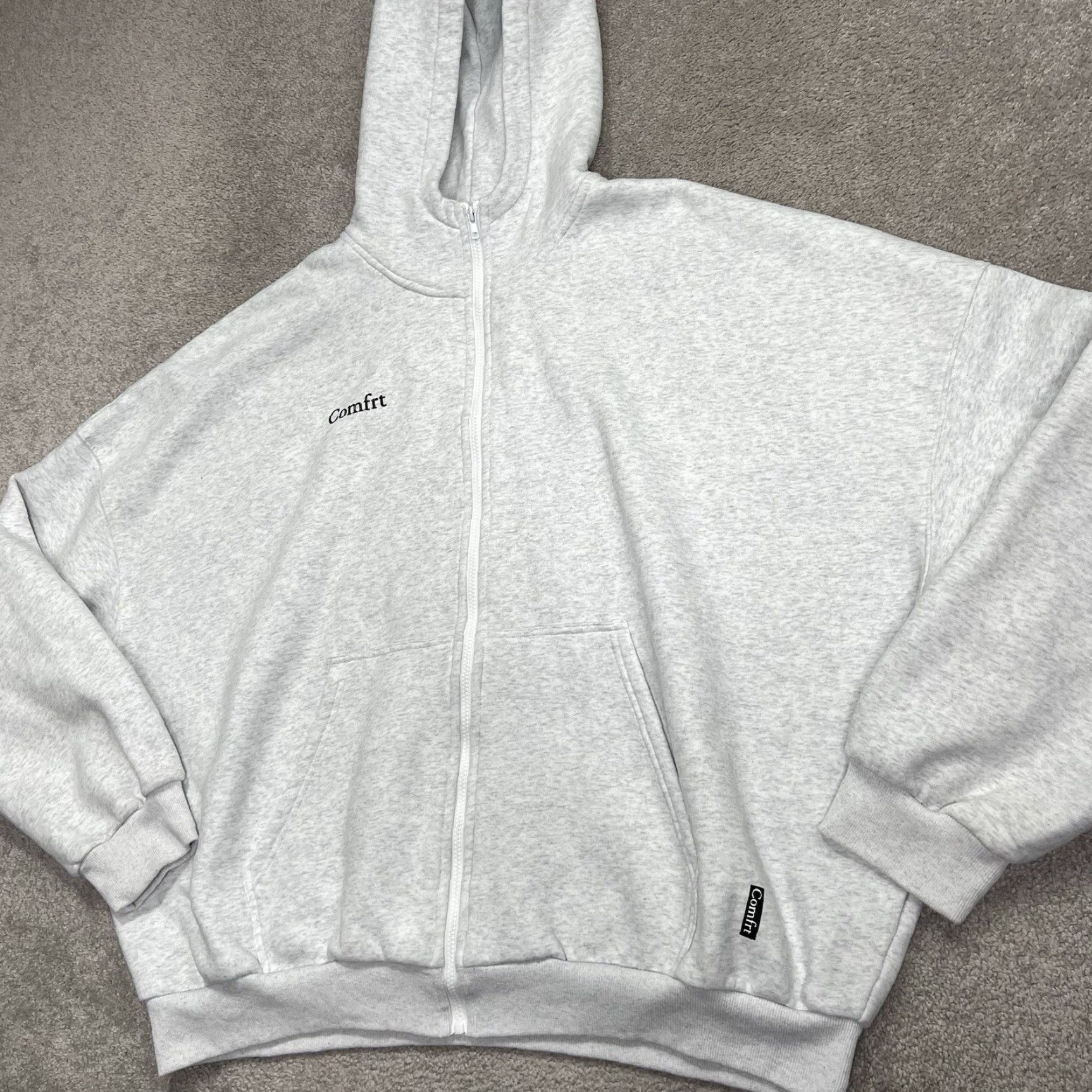 Vintage VINTAGE Comfrt Hoodie Unisex 2XL Light Gray Full Zip Heavyweight Oversized Sweatshirt Size US XXL / EU 58 / 5 - 2 Thumbnail