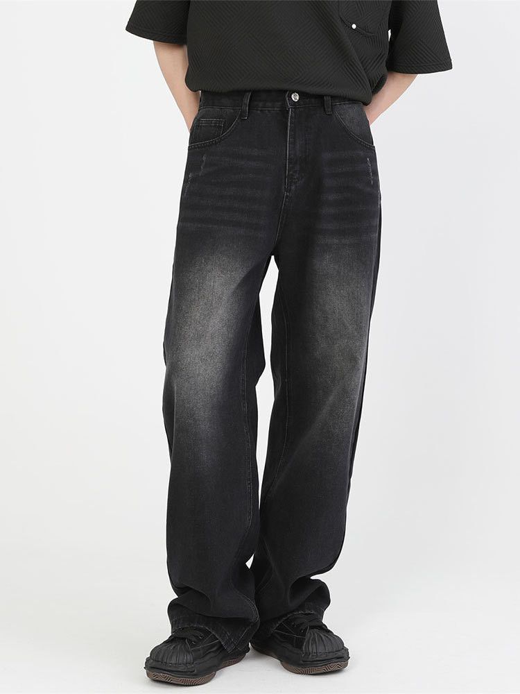 Japanese Brand Washed distressed straight leg loose retro casual jeans Size US 32 / EU 48 - 1 Thumbnail