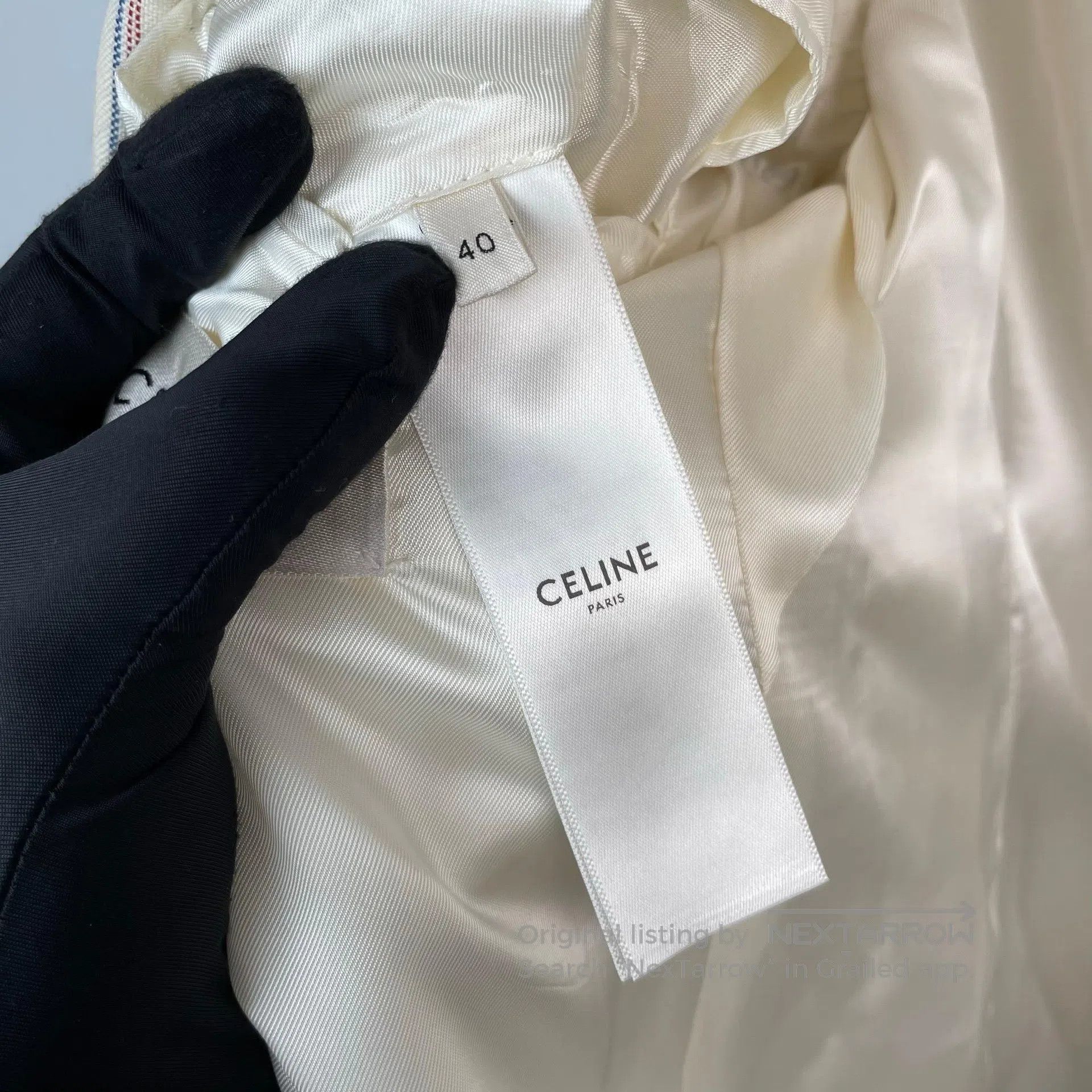 Celine CELINE Beige Double Breasted Striped Wool Suit Jacket| Size S / US 4 / IT 40 - 6 Thumbnail