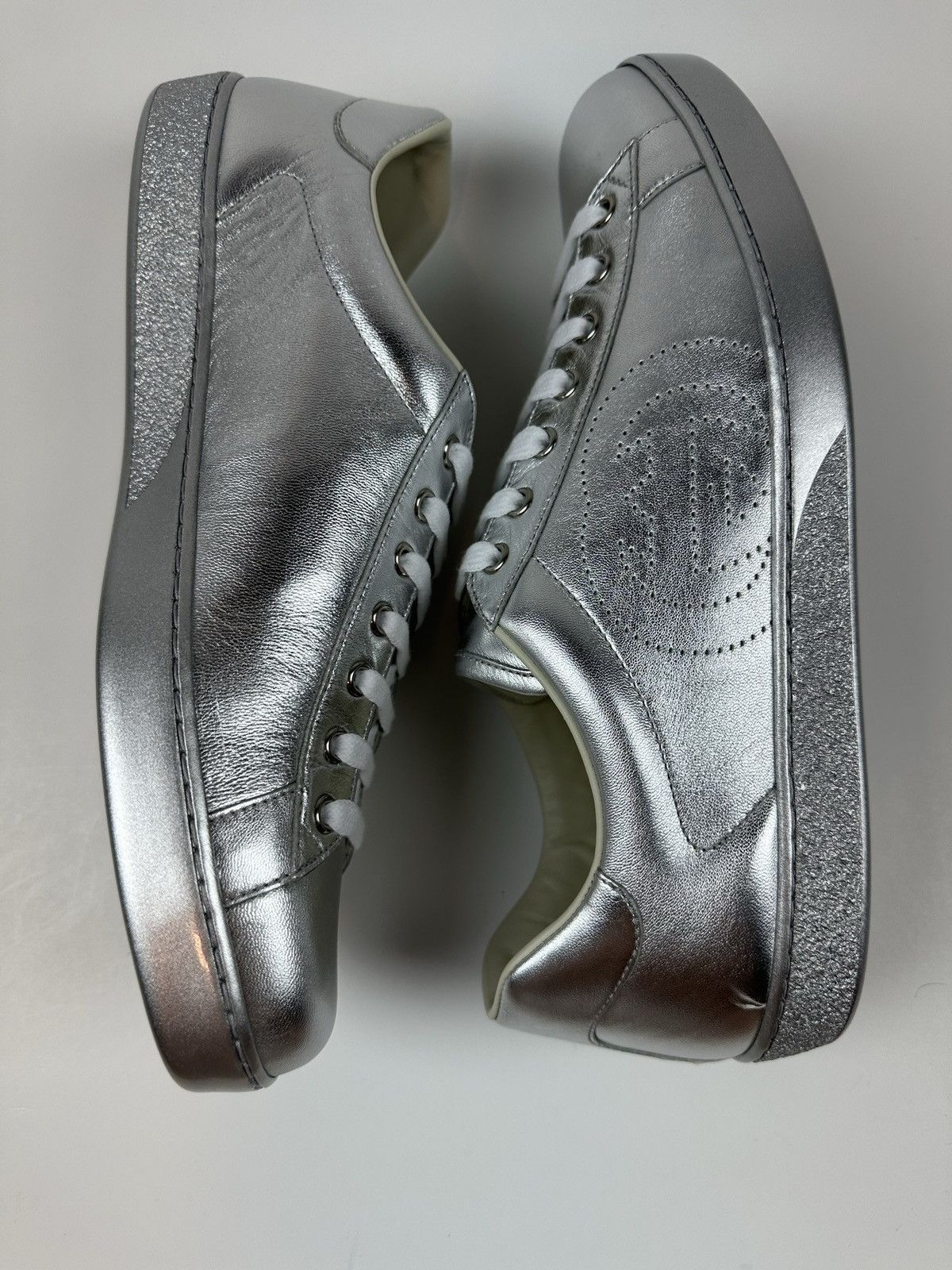 Gucci Gucci Silver GG Ace Sneakers Size US 11 / EU 44 - 4 Thumbnail