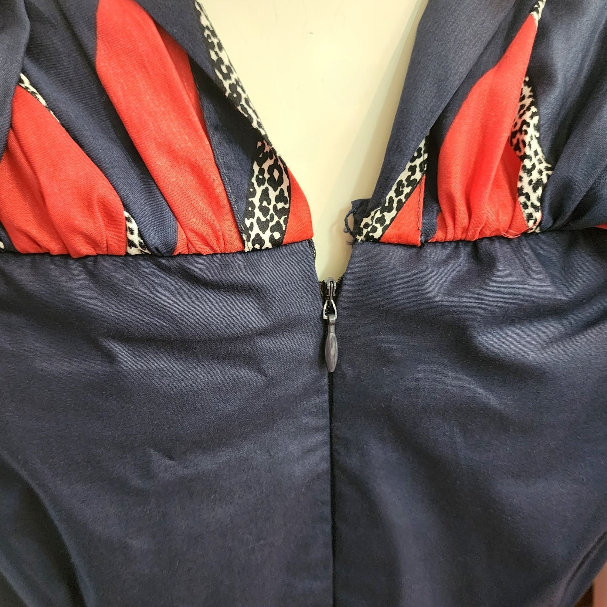 Other Vintage Mignon Dress 70s 80s Festive Party Retro Red Blue Vt Size S / US 4 / IT 40 - 10 Thumbnail