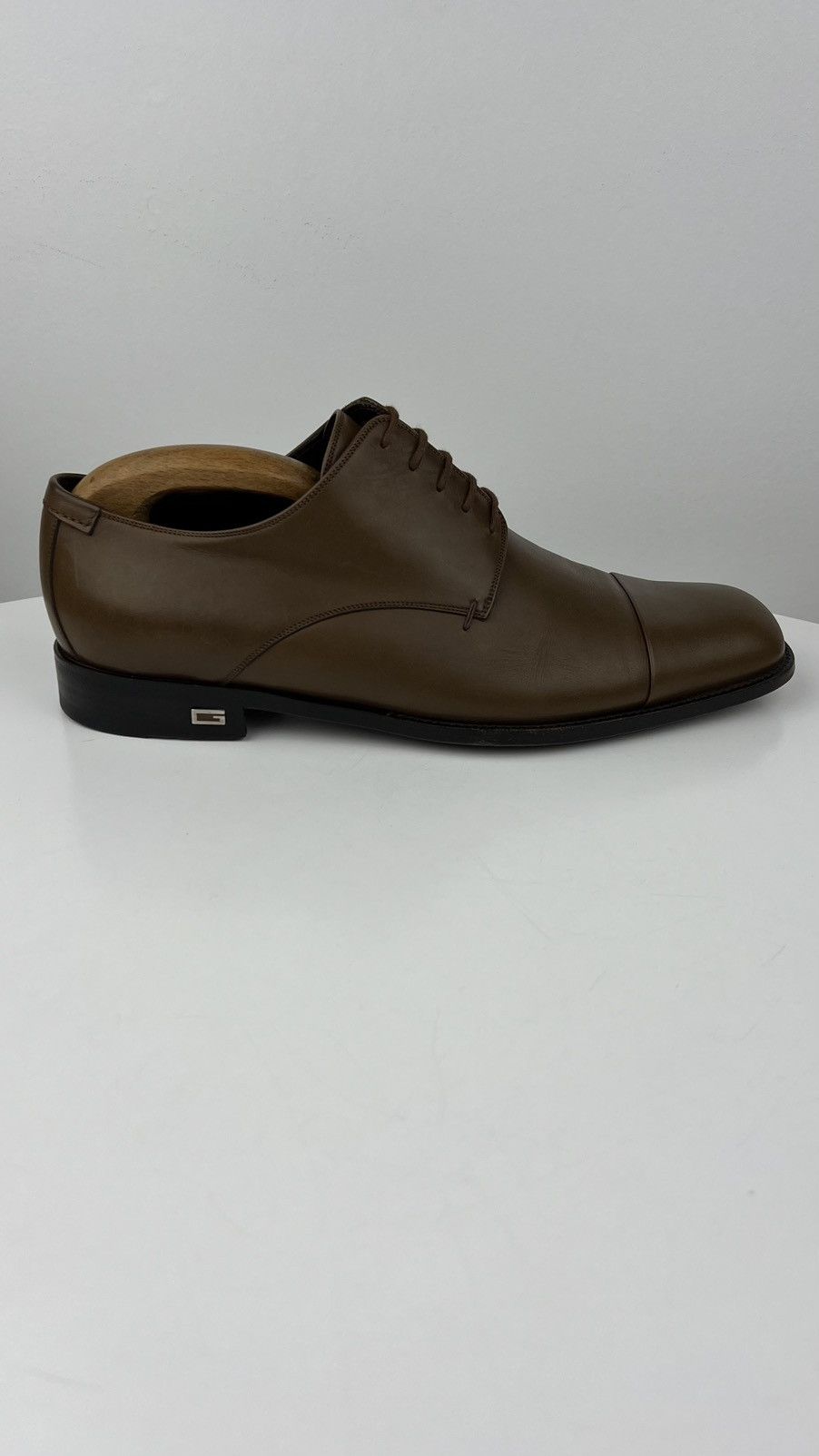 Gucci GUCCI Derby Leather Shoes Lace Up GG Metal Logo Brown Men’s Size US 9.5 / EU 42-43 - 12 Thumbnail