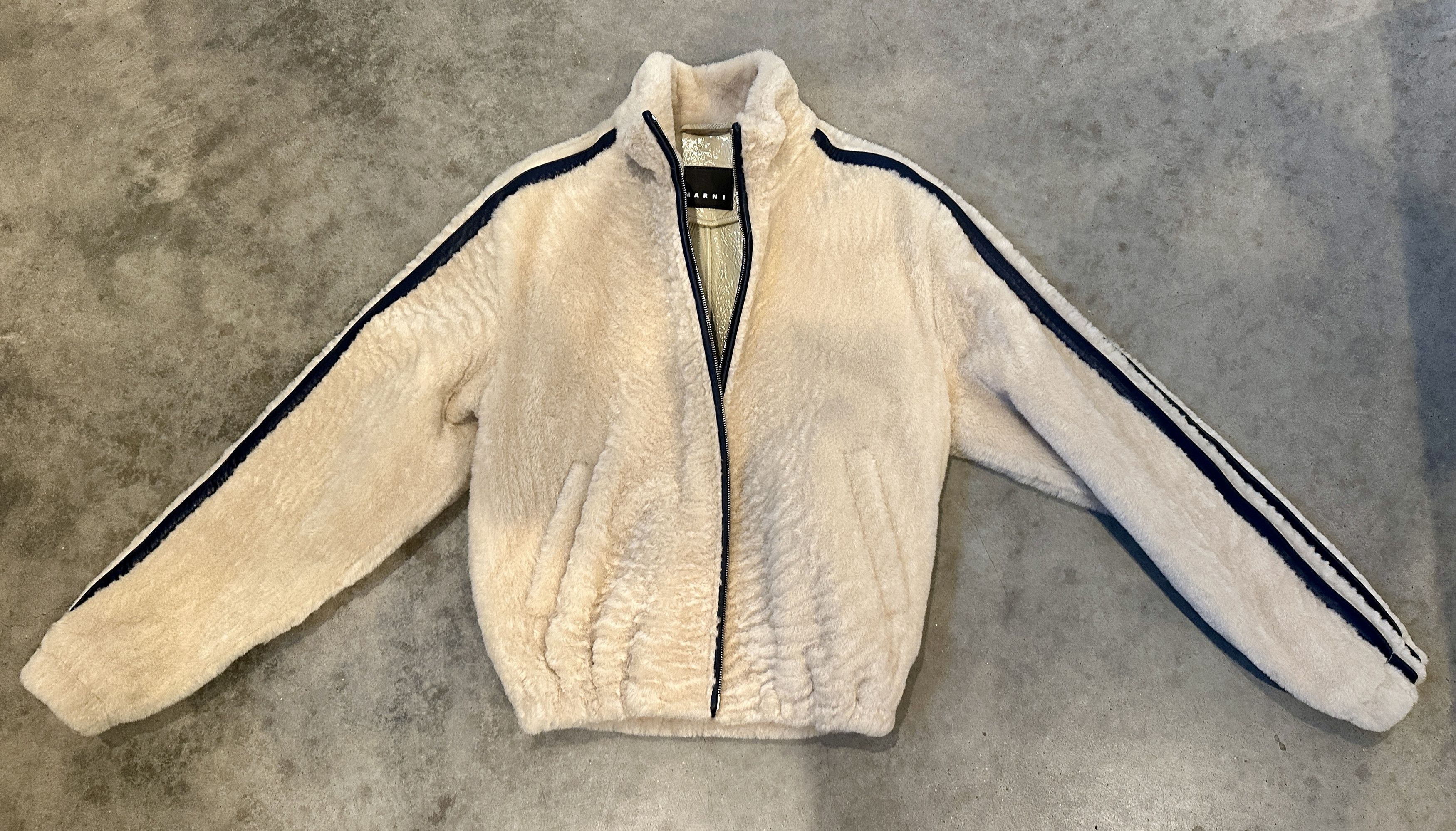 image of Marni Mens Shearling Jacket in Beige (Size Small)