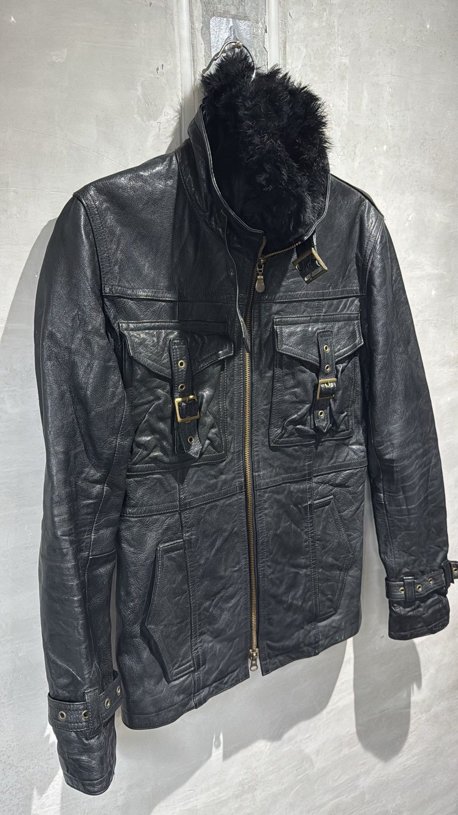 Tornado Mart Rare Tornado Mart Japan Fur Buckled Leather Jacket Size US M / EU 48-50 / 2 - 19 Thumbnail