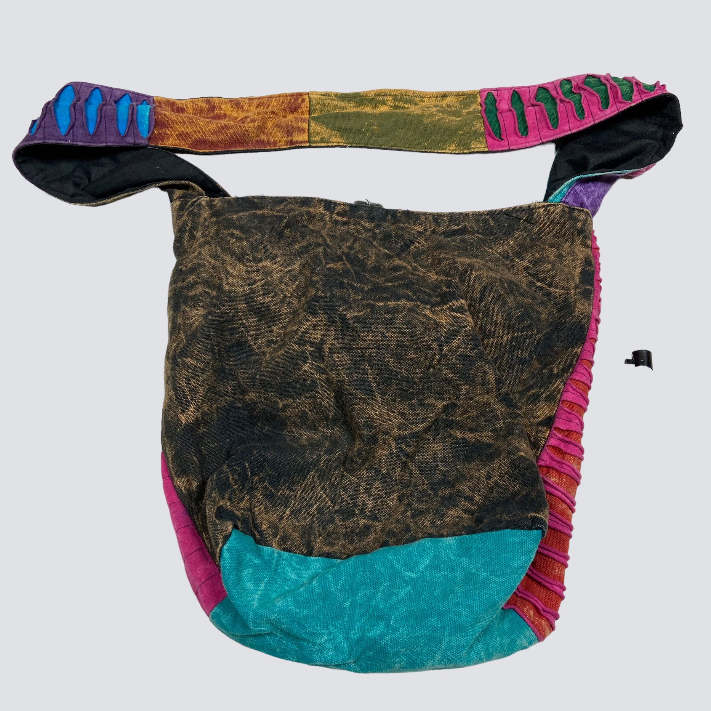 Vintage REWORKED LSD BUTTERFLY HANDMADE 1990s RASTA BAG - № 6035 Size ONE SIZE - 4 Thumbnail