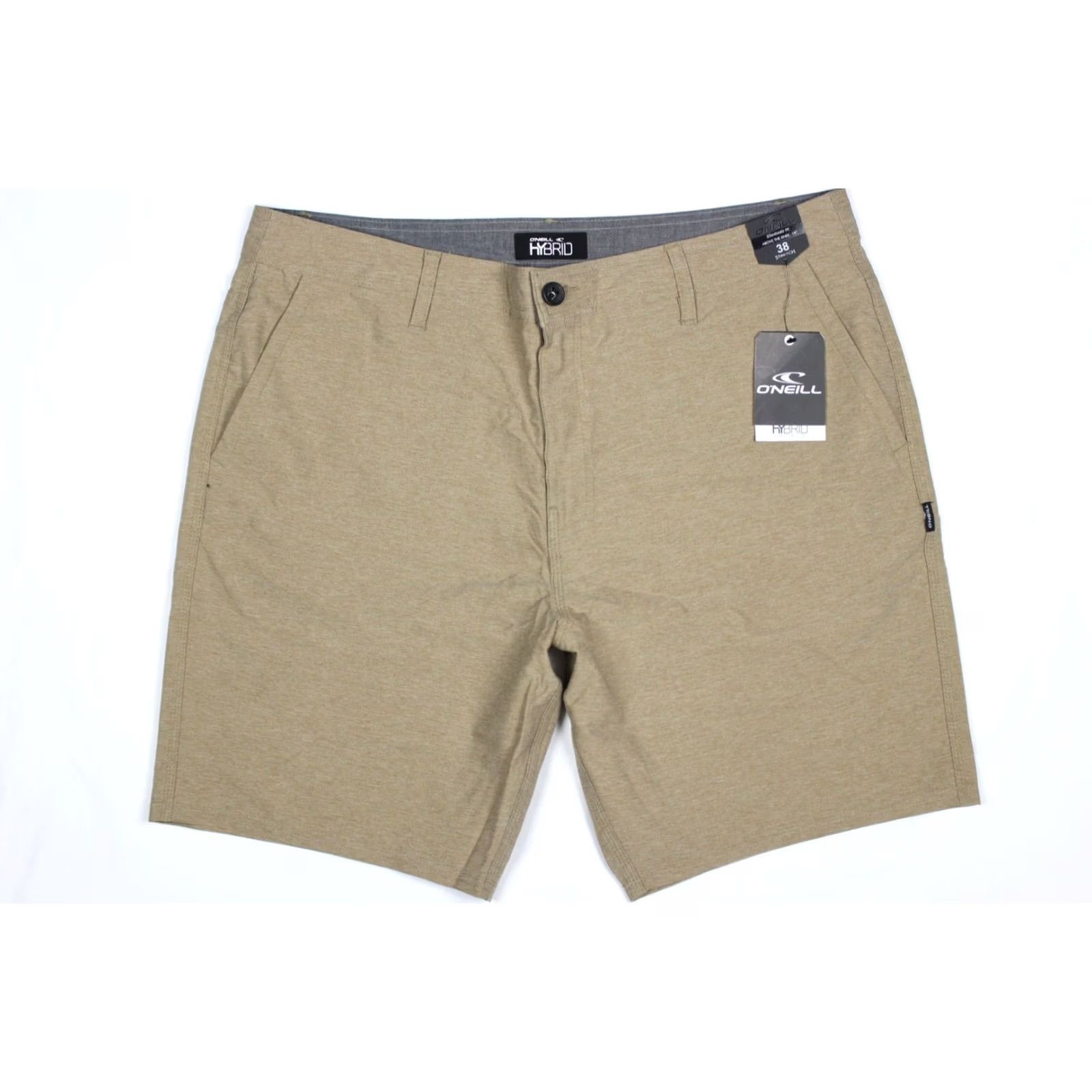 O'Neill O'Neill Men's Drifter Heather Hybrid Shorts 38 x 9" Dark Khaki Gray Solid Zip Front Pockets Casual Beach 90s? Size US 38 / EU 54 - 5 Thumbnail