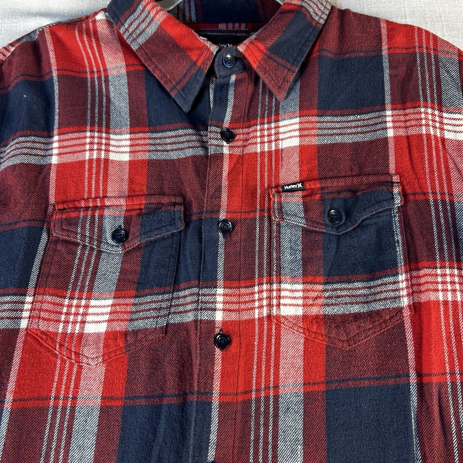 Hurley Hurley Shirt Men S Blue/Red/White Plaid Flannel Long Sleeve Size US S / EU 44-46 / 1 - 2 Thumbnail