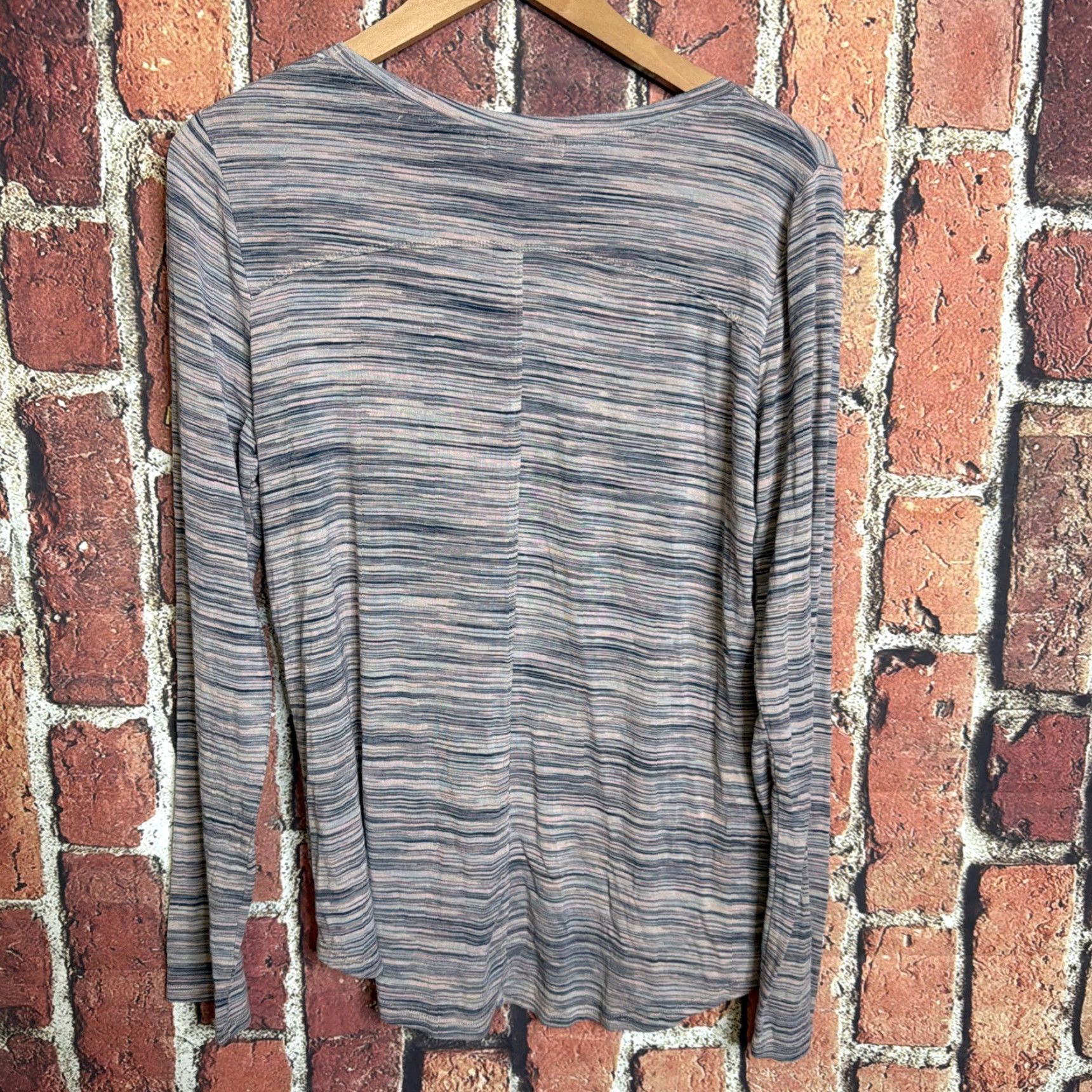 Prana Prana Womens T-Shirt Shirt Casual Pullover Crew Neck Long Sleeve Pink Gray Knit 20” Pit to Pit 26” Back Hem M Regular Womens Size M / US 6-8 / IT 42-44 - 3 Thumbnail