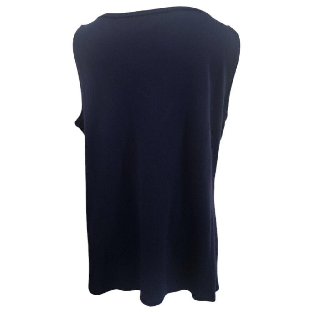 Designer CT1836 Talbots Navy Sleeveless Crew Neck Top L Size L / US 10 / IT 46 - 3 Thumbnail
