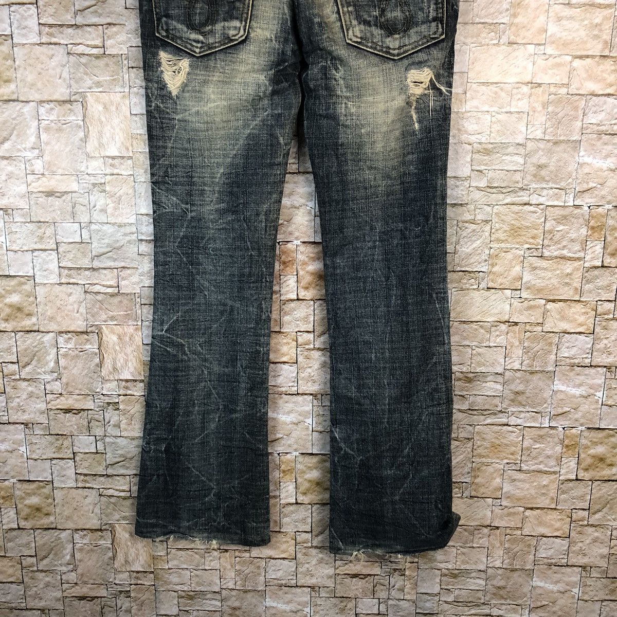 Japanese Brand Maraxia Black Distressed Denim Pants #A1015 Size 27" / US 4 / IT 40 - 17 Thumbnail
