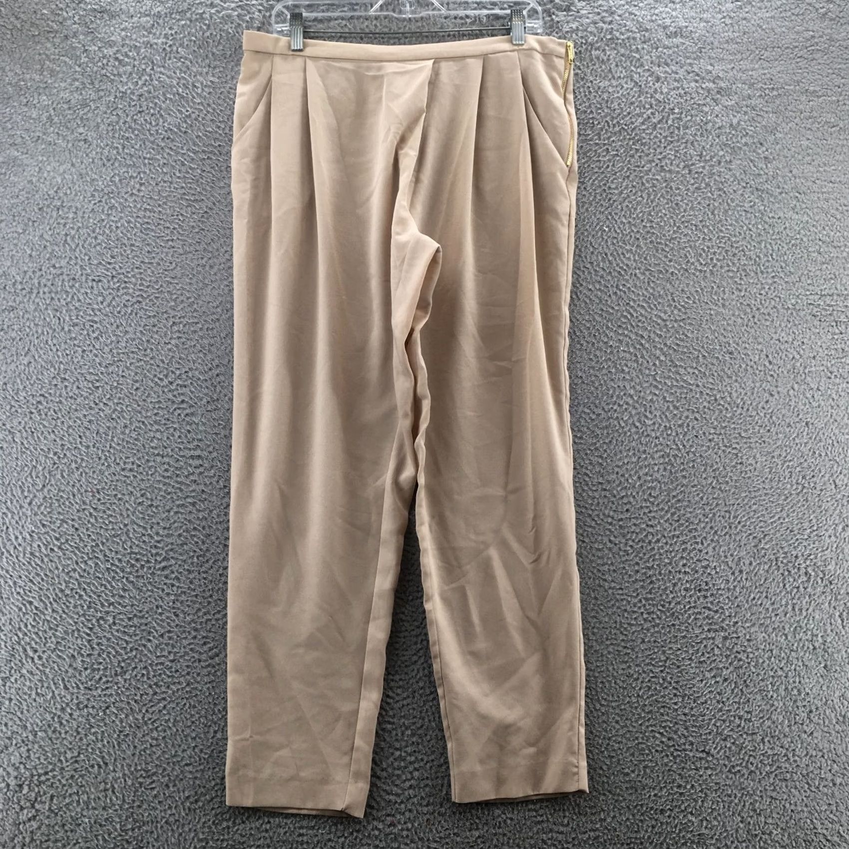 Calvin Klein Calvin Klein Dress Pants Womens Beige Pleated Front Zip Dress Pants Size 24" / US 00 / IT 34 - 2 Thumbnail