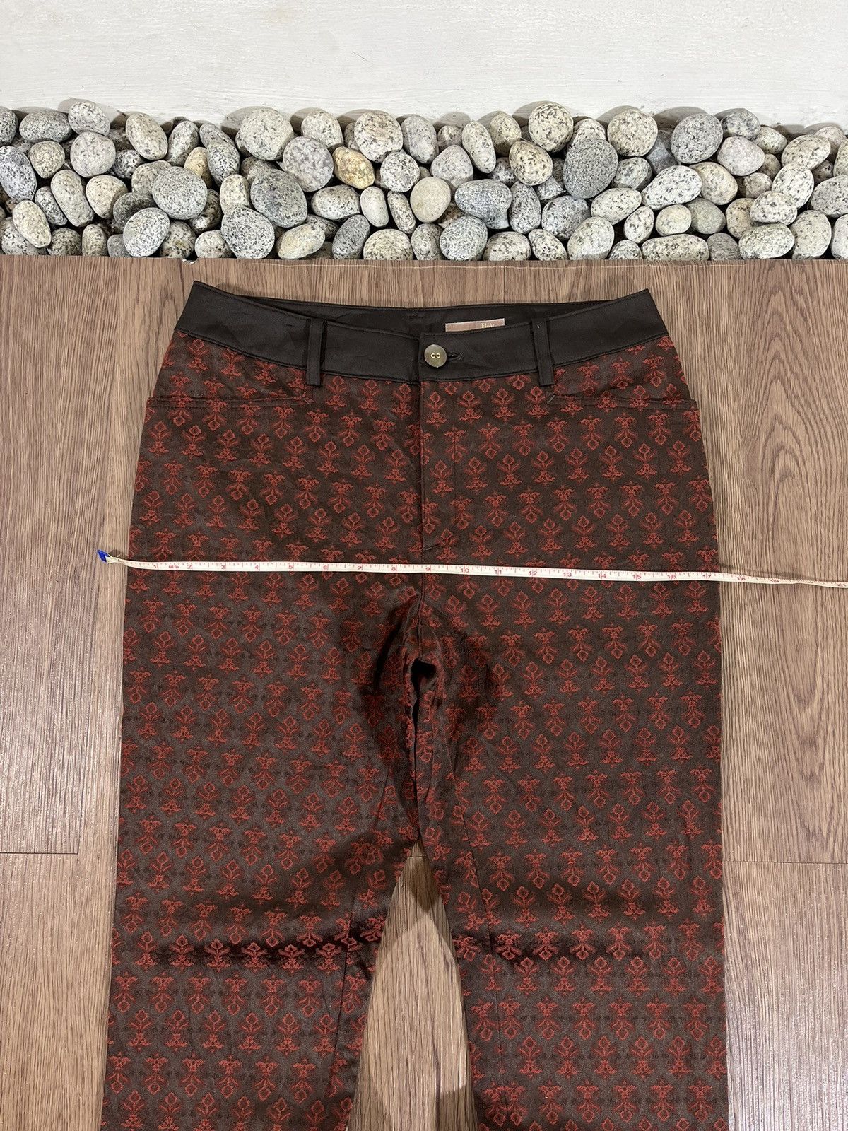 Japanese Brand Fleur de Colza – Red Jacquard Pattern Slim Pants Size US 29 - 10 Thumbnail